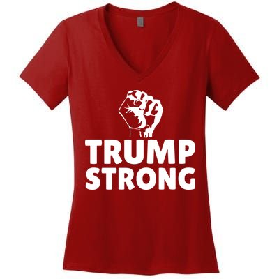 Trump Strong Rally Shooting Survivor Gun Shot Women's V-Neck T-Shirt
