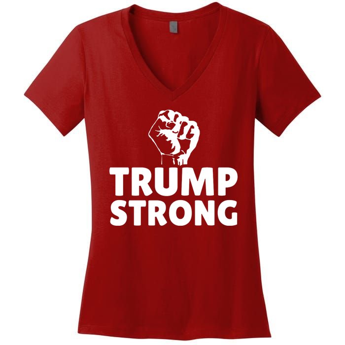 Trump Strong Rally Shooting Survivor Gun Shot Women's V-Neck T-Shirt