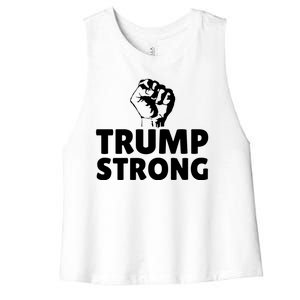 Trump Strong Rally Shooting Survivor Gun Shot Women's Racerback Cropped Tank