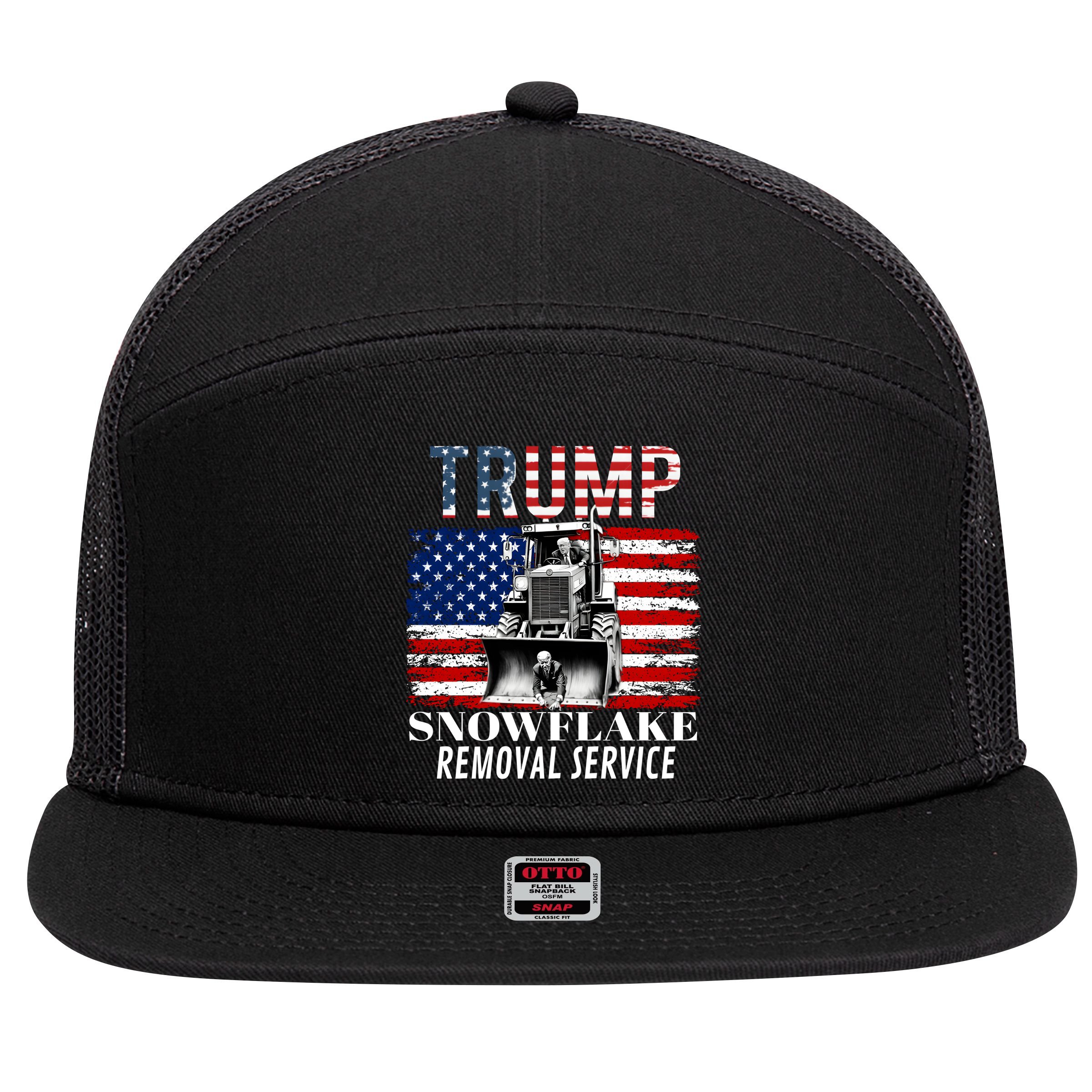 Trump Snowflake Removal Service Funny Donald Trump 2024 7 Panel Mesh Trucker Snapback Hat