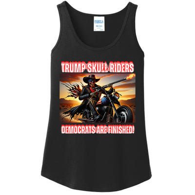 Trump Skull Riders Democrats Are Finished Ladies Essential Tank