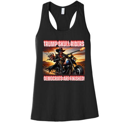 Trump Skull Riders Democrats Are Finished Women's Racerback Tank