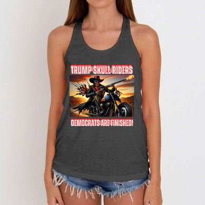 Trump Skull Riders Democrats Are Finished Women's Knotted Racerback Tank