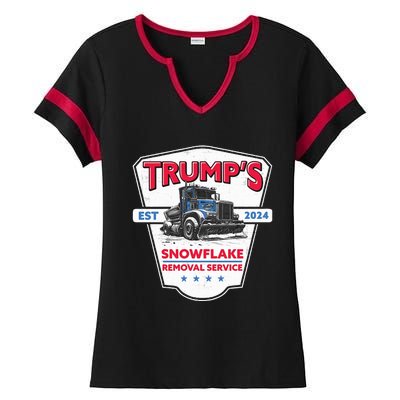 Trumps Snowflake Removal Service Funny Trump 2024 Ladies Halftime Notch Neck Tee