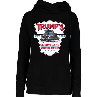 Trumps Snowflake Removal Service Funny Trump 2024 Womens Funnel Neck Pullover Hood