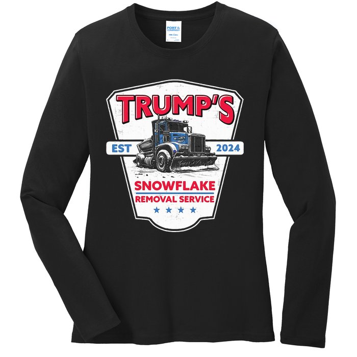 Trumps Snowflake Removal Service Funny Trump 2024 Ladies Long Sleeve Shirt