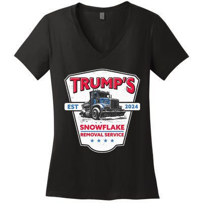 Trumps Snowflake Removal Service Funny Trump 2024 Women's V-Neck T-Shirt