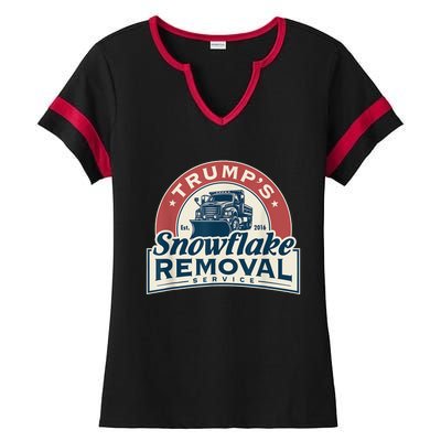 Trumps Snowflake Removal Service Funny Trump 2024 Ladies Halftime Notch Neck Tee