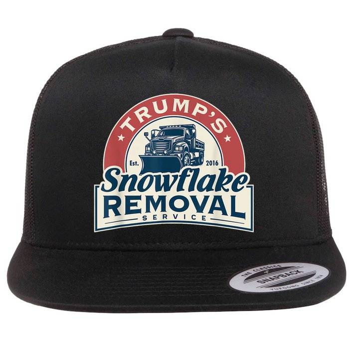 Trumps Snowflake Removal Service Funny Trump 2024 Flat Bill Trucker Hat