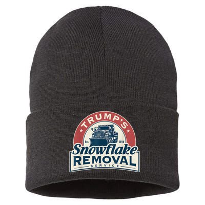 Trumps Snowflake Removal Service Funny Trump 2024 Sustainable Knit Beanie