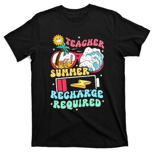 Teacher Summer Recharge Required Funny Teacher Energy Sun T-Shirt