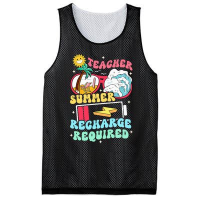 Teacher Summer Recharge Required Funny Teacher Energy Sun Mesh Reversible Basketball Jersey Tank