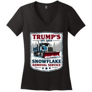 TrumpS Snowflake Removal Service Funny Trump 2024 Women's V-Neck T-Shirt