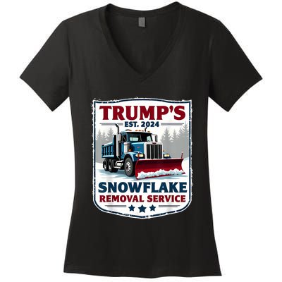 TrumpS Snowflake Removal Service Funny Trump 2024 Women's V-Neck T-Shirt