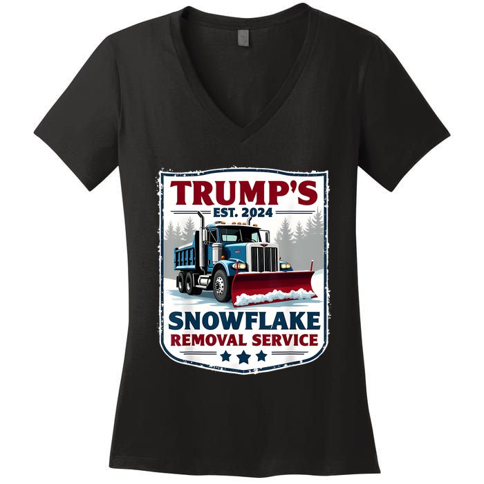 TrumpS Snowflake Removal Service Funny Trump 2024 Women's V-Neck T-Shirt