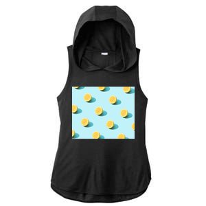 Trendy Sunlight Summer Pattern Lemons Ladies PosiCharge Tri-Blend Wicking Draft Hoodie Tank