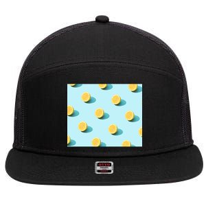 Trendy Sunlight Summer Pattern Lemons 7 Panel Mesh Trucker Snapback Hat