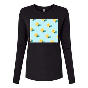 Trendy Sunlight Summer Pattern Lemons Womens Cotton Relaxed Long Sleeve T-Shirt