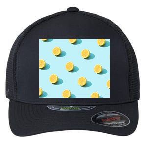 Trendy Sunlight Summer Pattern Lemons Flexfit Unipanel Trucker Cap