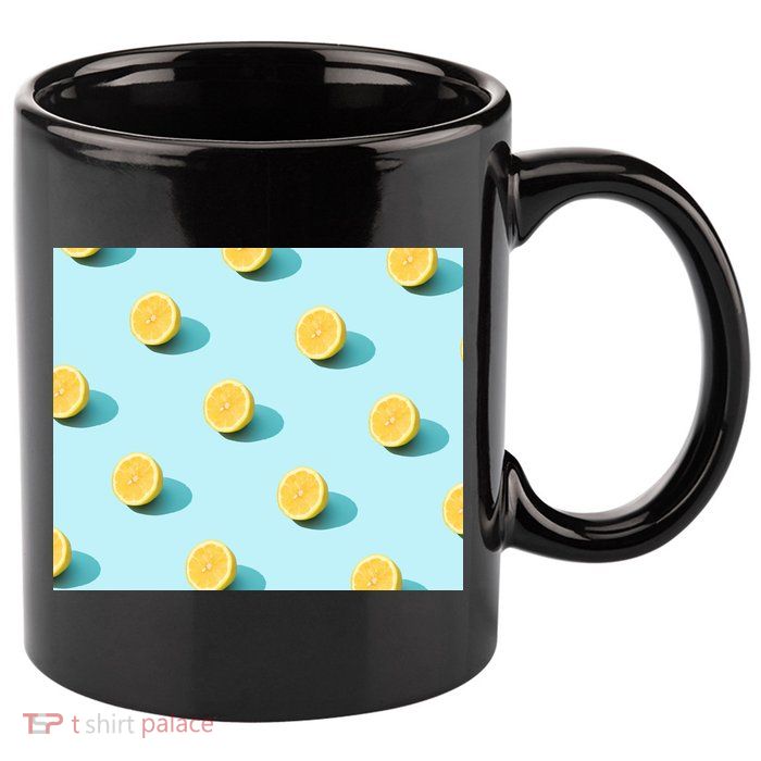 Trendy Sunlight Summer Pattern Lemons 11oz C Handle Ceramic Mug