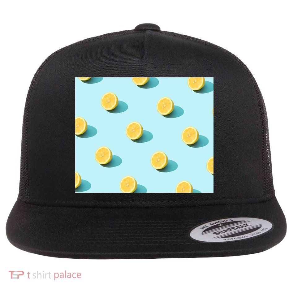 Trendy Sunlight Summer Pattern Lemons Flatbill Hat