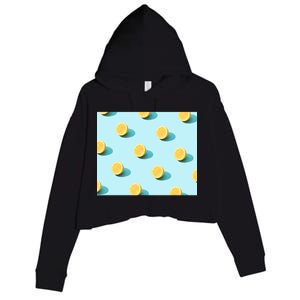 Trendy Sunlight Summer Pattern Lemons Crop Fleece Hoodie