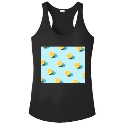 Trendy Sunlight Summer Pattern Lemons Ladies PosiCharge Competitor Racerback Tank