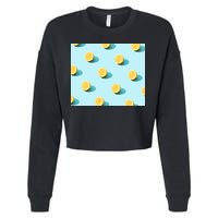 Trendy Sunlight Summer Pattern Lemons Cropped Pullover Crew