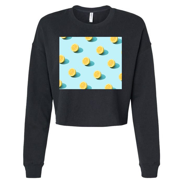 Trendy Sunlight Summer Pattern Lemons Cropped Pullover Crew