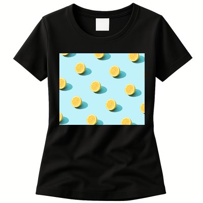 Trendy Sunlight Summer Pattern Lemons Womens T-Shirt