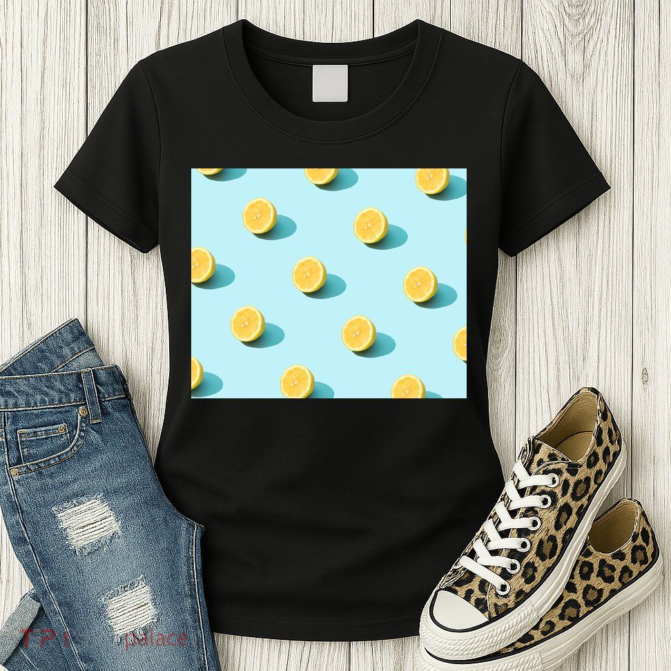 Trendy Sunlight Summer Pattern Lemons Womens T-Shirt