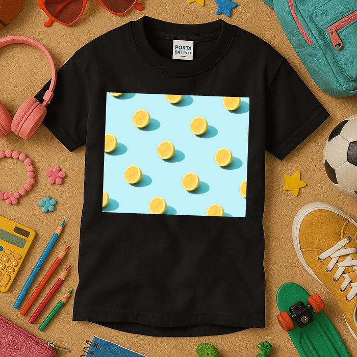 Trendy Sunlight Summer Pattern Lemons Kids T-Shirt