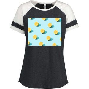 Trendy Sunlight Summer Pattern Lemons Enza Ladies Jersey Colorblock Tee