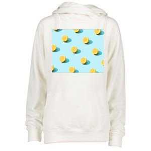 Trendy Sunlight Summer Pattern Lemons Womens Funnel Neck Pullover Hood