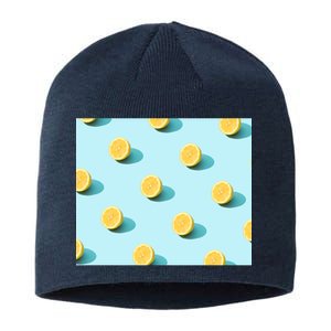 Trendy Sunlight Summer Pattern Lemons Sustainable Beanie