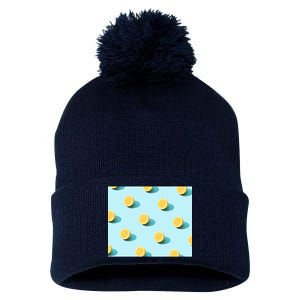 Trendy Sunlight Summer Pattern Lemons Pom Pom 12in Knit Beanie