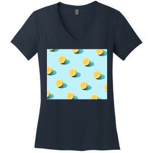 Trendy Sunlight Summer Pattern Lemons Women's V-Neck T-Shirt