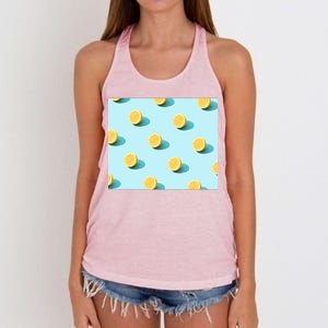 Trendy Sunlight Summer Pattern Lemons Women's Knotted Racerback Tank