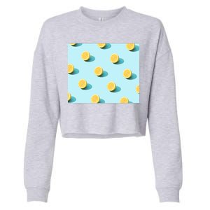 Trendy Sunlight Summer Pattern Lemons Cropped Pullover Crew