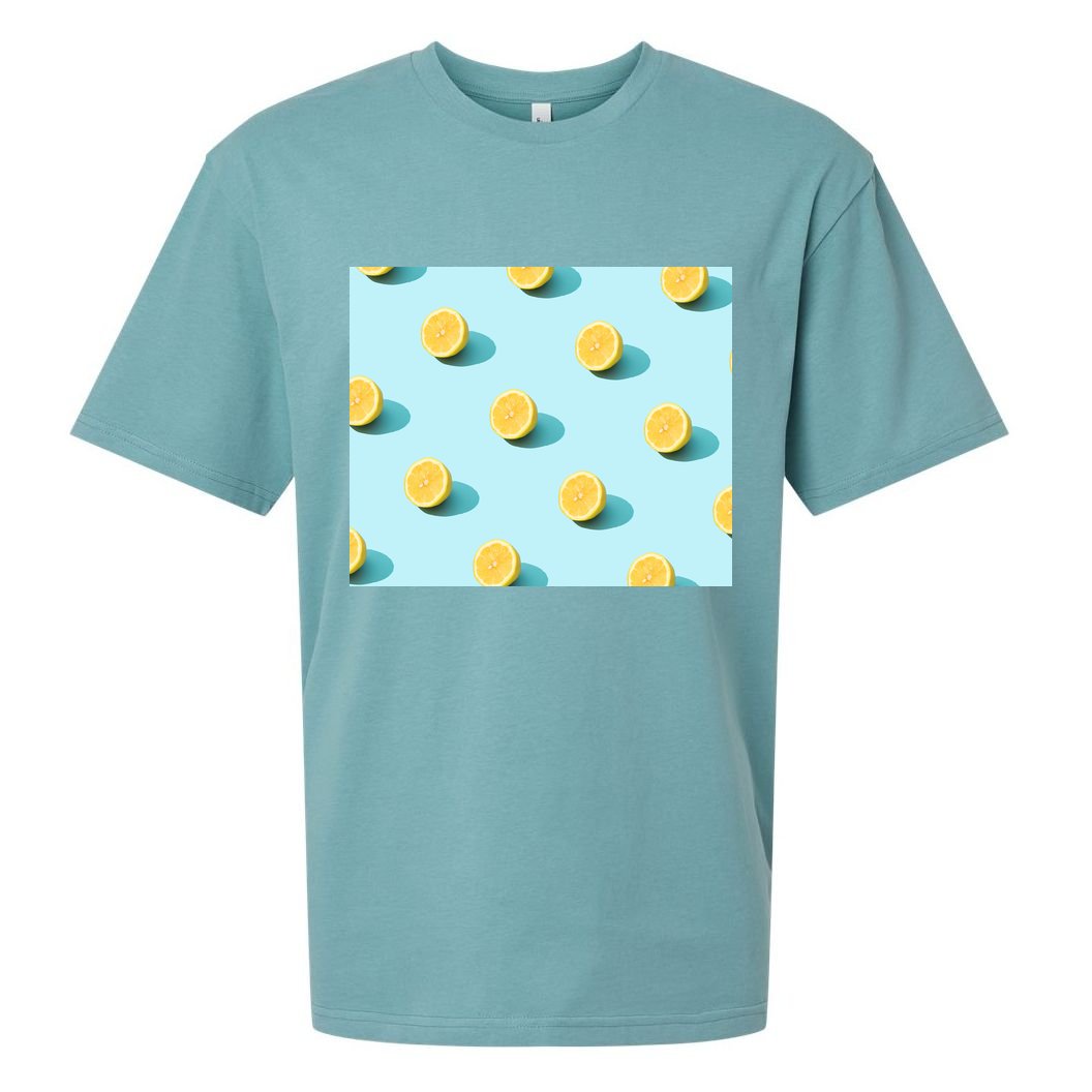 Trendy Sunlight Summer Pattern Lemons Sueded Cloud Jersey T-Shirt