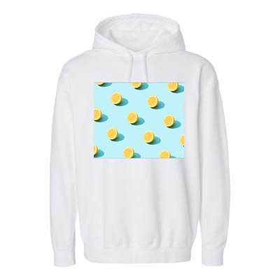 Trendy Sunlight Summer Pattern Lemons Garment-Dyed Fleece Hoodie