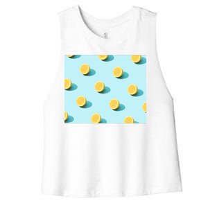 Trendy Sunlight Summer Pattern Lemons Women's Racerback Cropped Tank