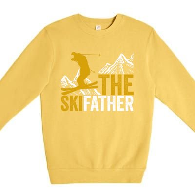 The Skifather Skiing Lover Gift For Skier Premium Crewneck Sweatshirt