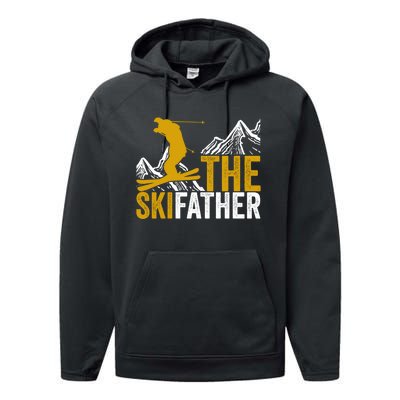 The Skifather Skiing Lover Gift For Skier Performance Fleece Hoodie