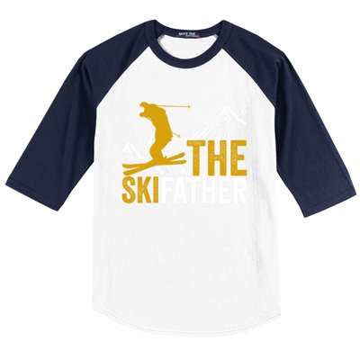 The Skifather Skiing Lover Gift For Skier Baseball Sleeve Shirt