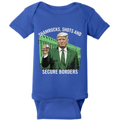 Trump Shamrocks Shots And Secure Borders Baby Bodysuit