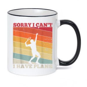 Tennis Sunset Sorry I Cant I Have Plans Distressed 11oz Black Color Changing Mug