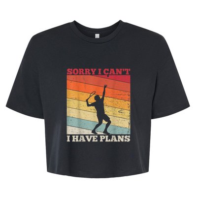 Tennis Sunset Sorry I Cant I Have Plans Distressed Bella+Canvas Jersey Crop Tee