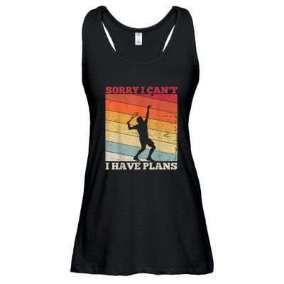 Tennis Sunset Sorry I Cant I Have Plans Distressed Ladies Essential Flowy Tank