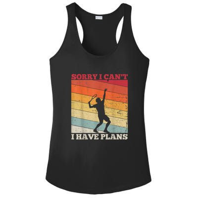 Tennis Sunset Sorry I Cant I Have Plans Distressed Ladies PosiCharge Competitor Racerback Tank